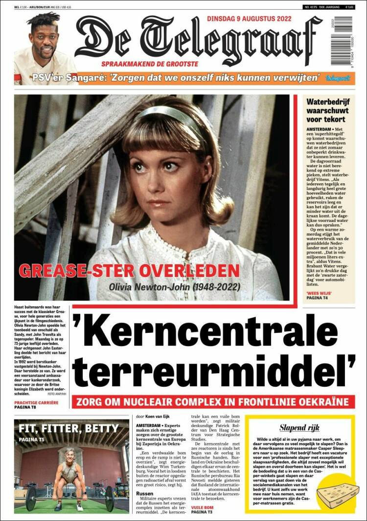 Portada de De Telegraaf (Pa&iacute;ses Bajos)