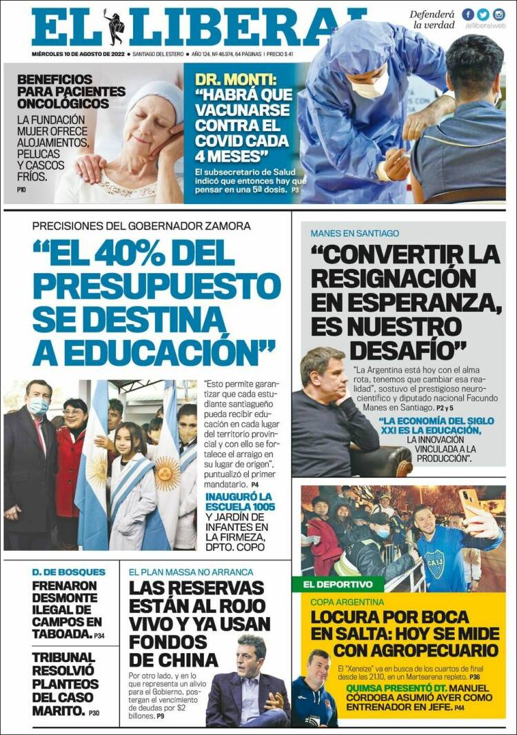 Portada de Diario El Liberal (Argentina)