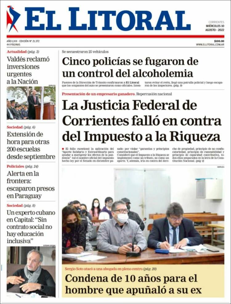 Portada de El Litoral Corrientes (Argentina)