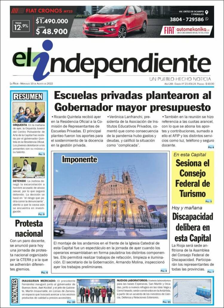 Portada de El Independiente (Argentina)