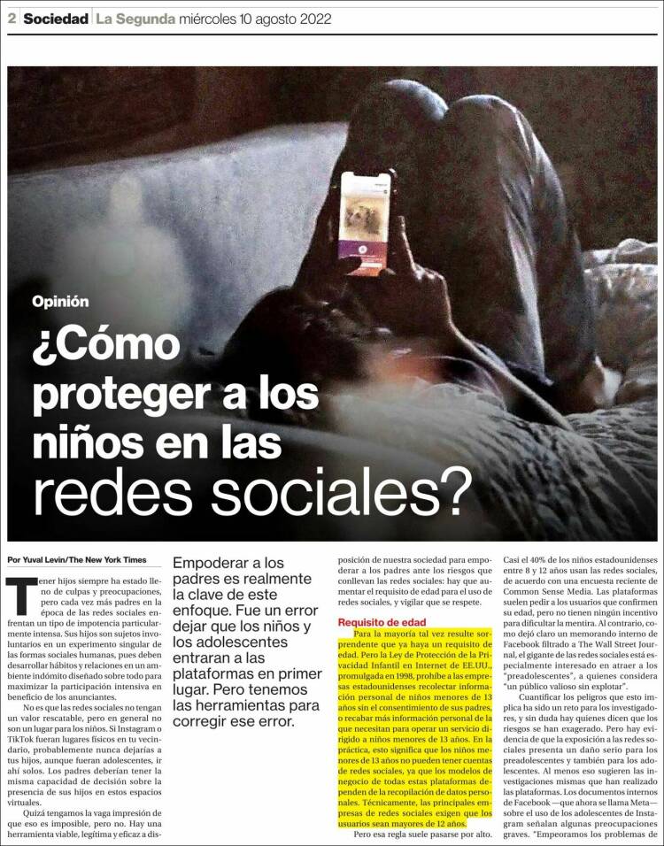 Portada de La Segunda (Chili)