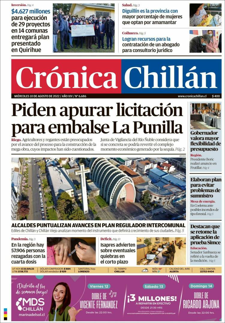 Portada de Crónica Chillán (Chile)