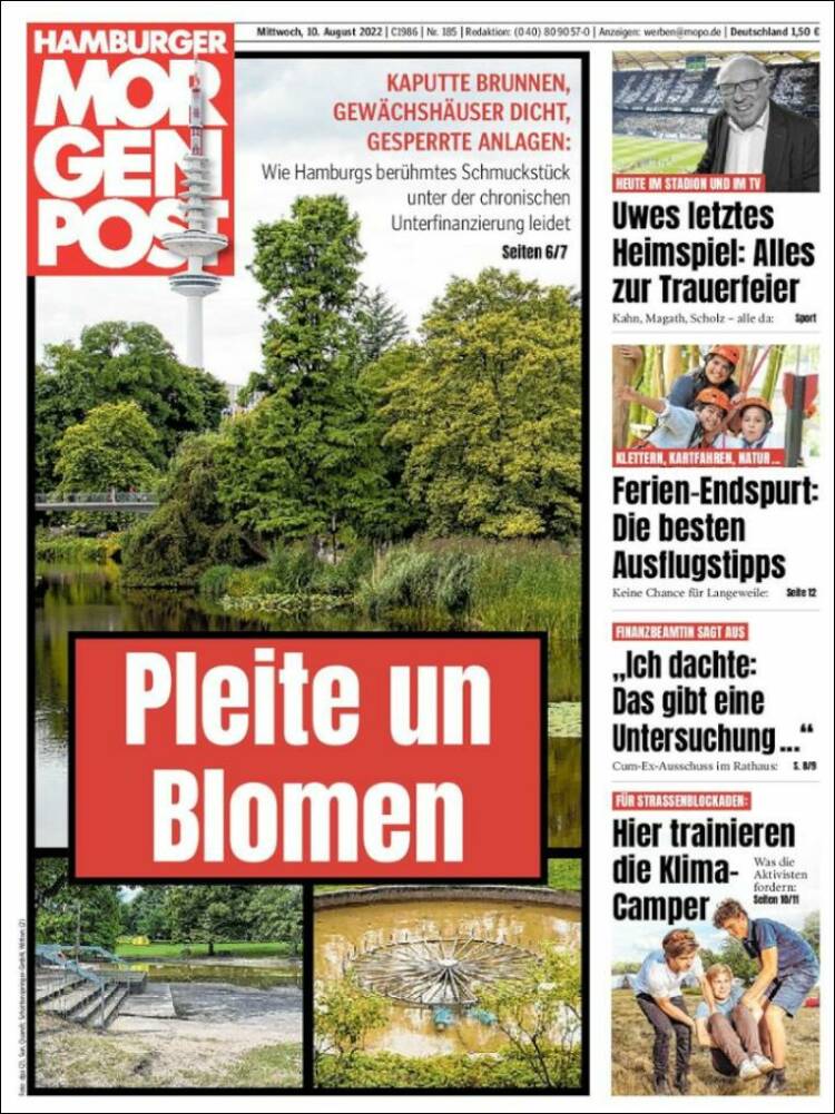 Portada de Hamburger Morgenpost  (Allemagne)