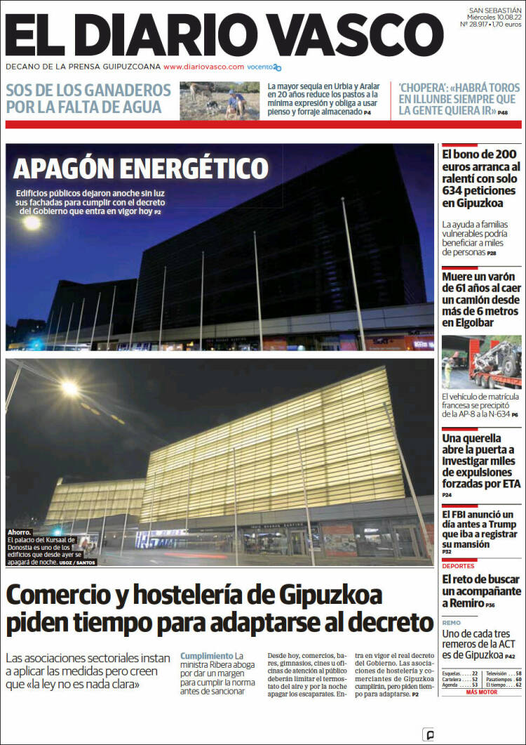 Portada de Diario Vasco (España)