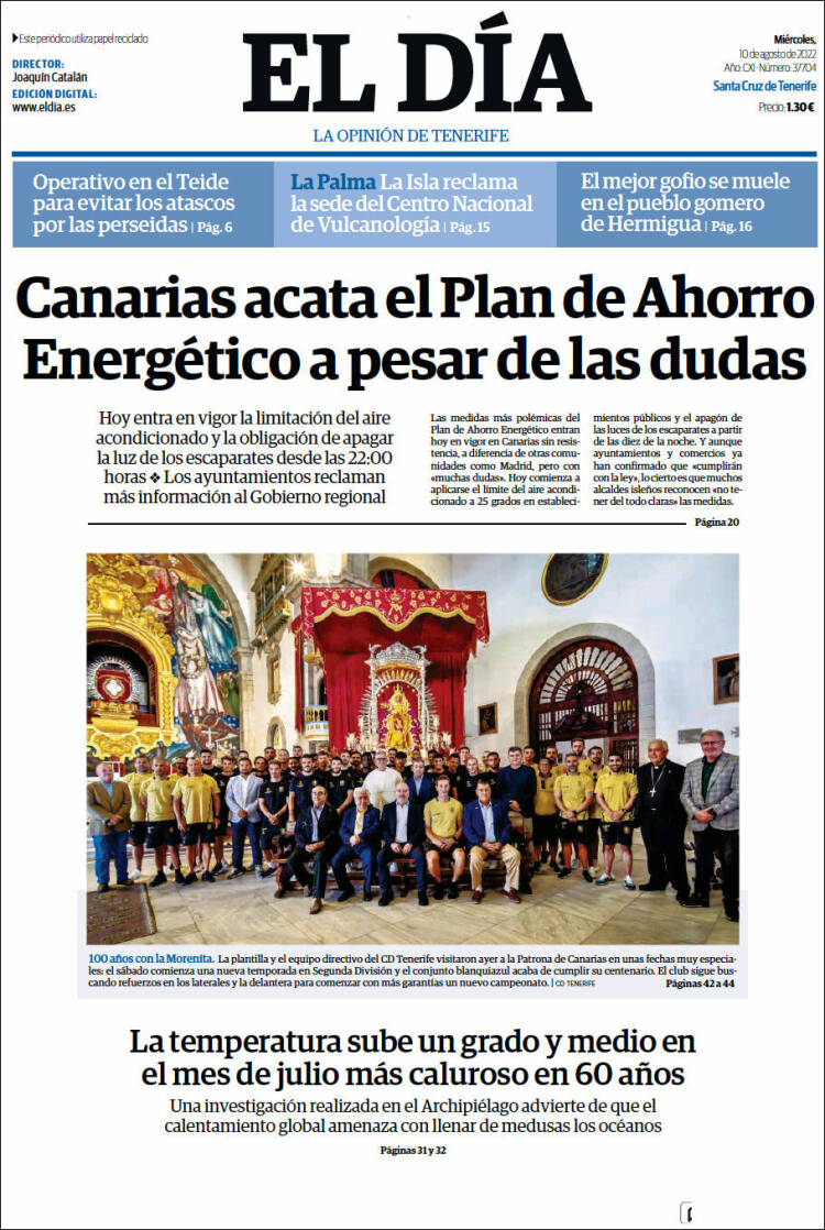Portada de El Día (España)