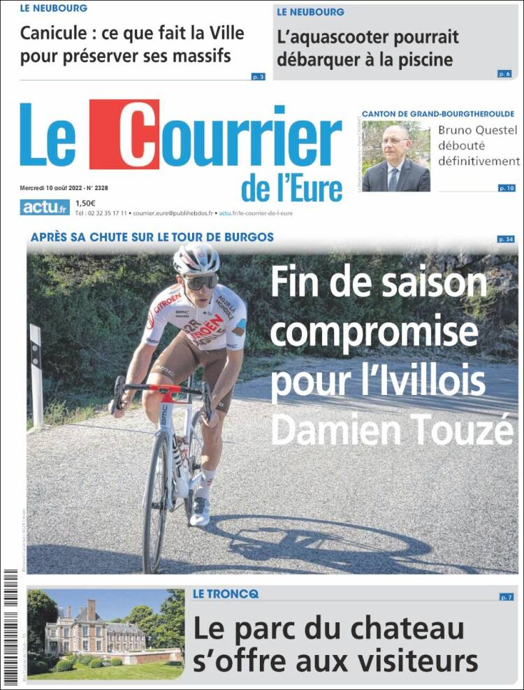 Portada de Le Courrier de l'Ouest (Francia)