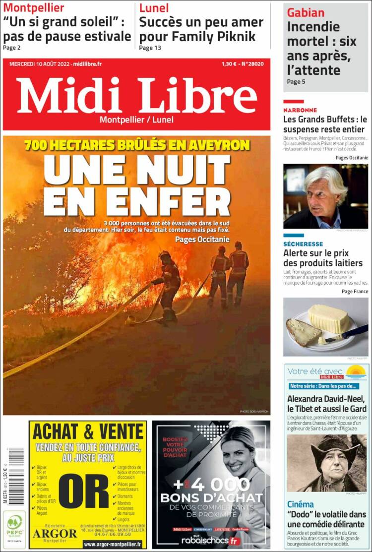 Portada de Midi Libre (Francia)