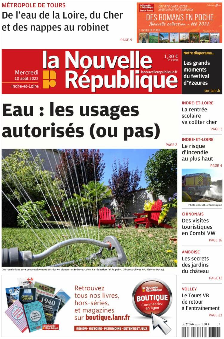 Portada de La Nouvelle Republique (Francia)