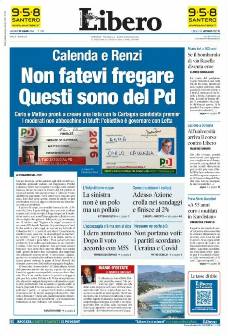 Portada de Libero (Italie)