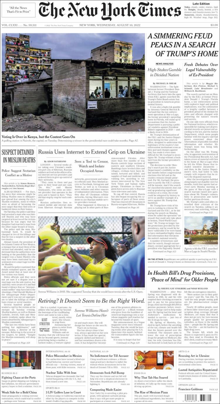 Portada de New York Times (USA)