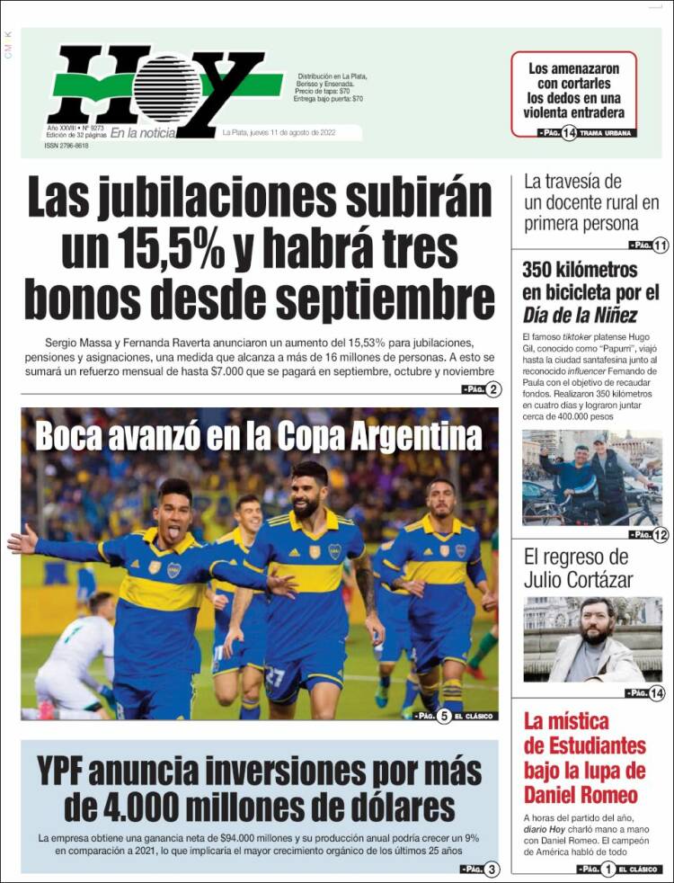 Portada de Diario Hoy (Argentina)