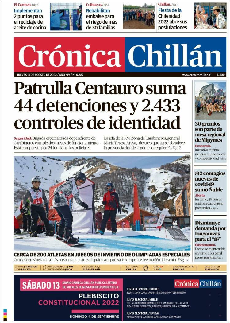 Portada de Crónica Chillán (Chile)