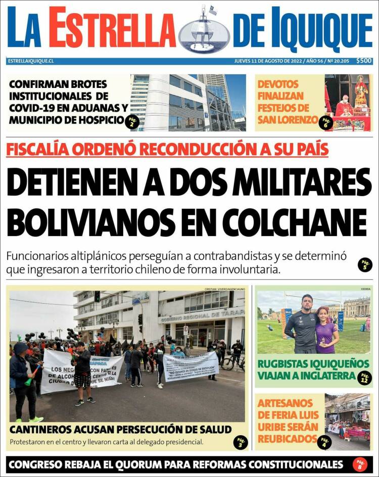 Portada de La Estrella de Iquique (Chile)