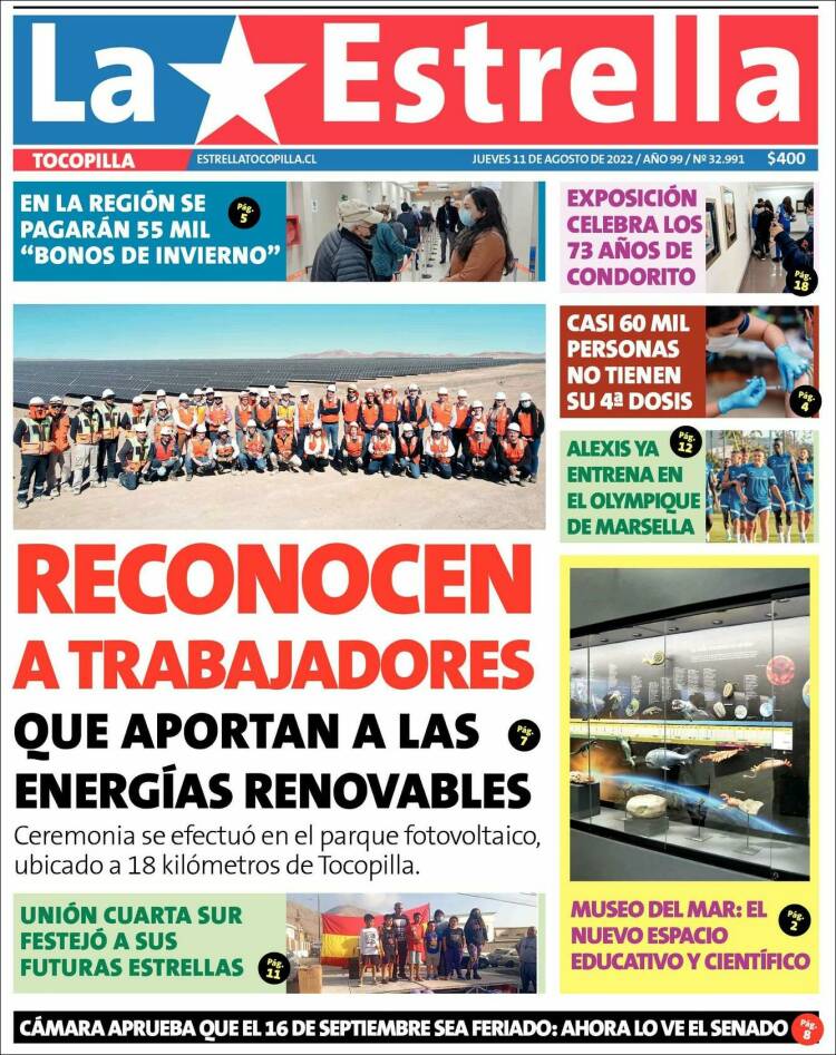 Portada de La Estrella de Tocopilla (Chile)