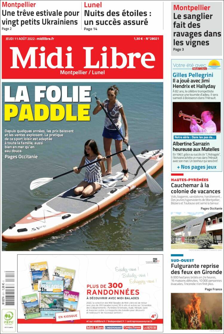 Portada de Midi Libre (Francia)