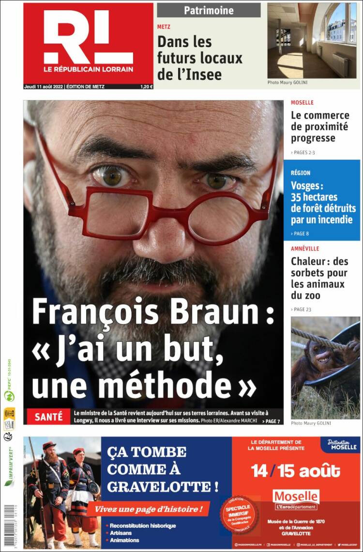 Portada de Le Republicain Lorrain (Francia)