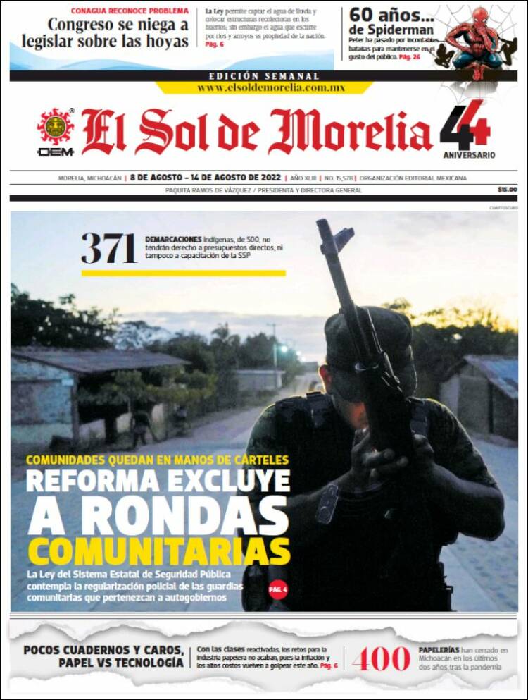 Portada de El Sol de Morelia (México)