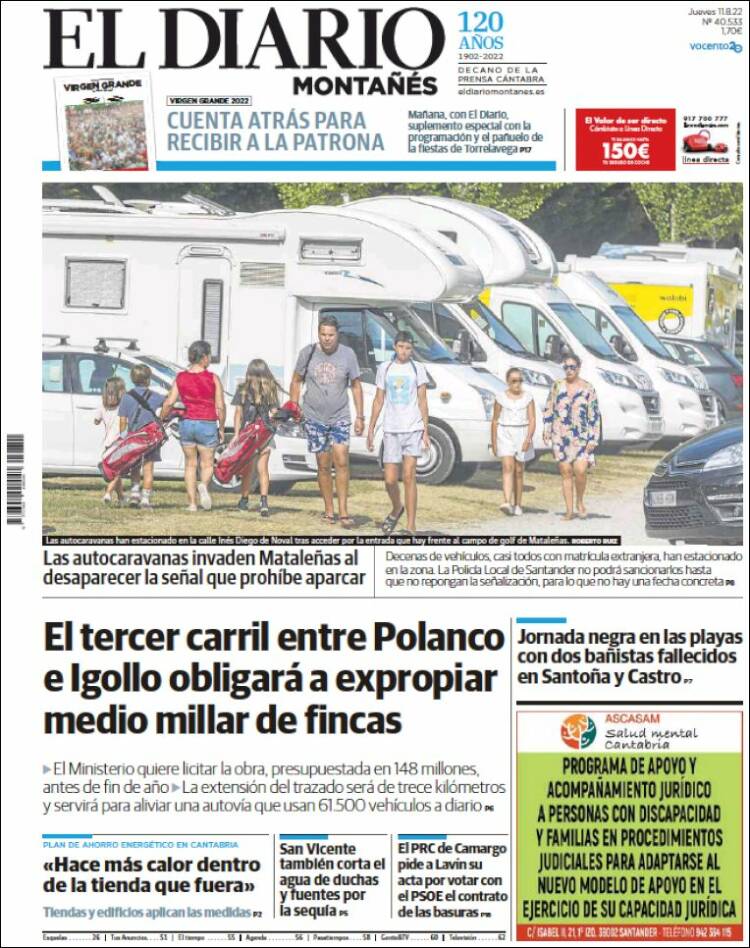 Portada de El Diario Montañés (España)