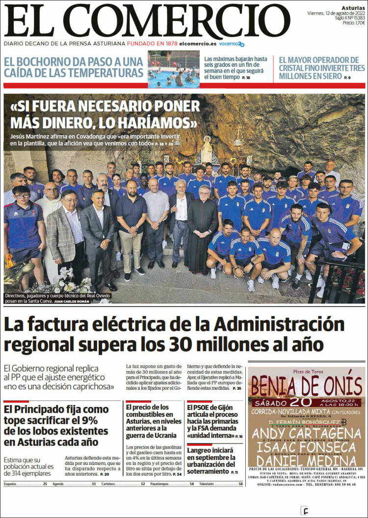 Portada de El Comercio (España)