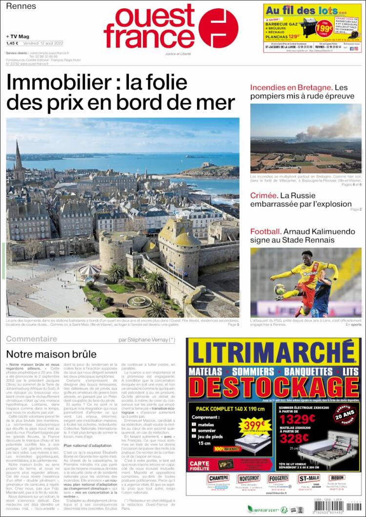 Portada de Ouest France (Francia)