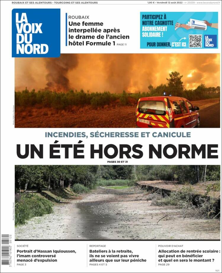 Portada de La Voix du Nord (Francia)