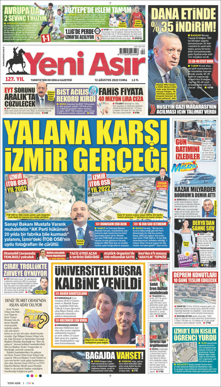 Portada de Yeni Asır (Turqu&iacute;a)