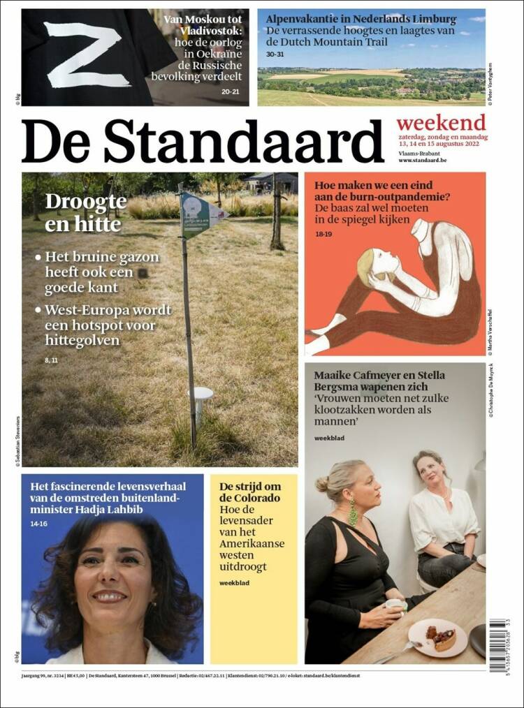Portada de De Standaard (B&eacute;lgica)