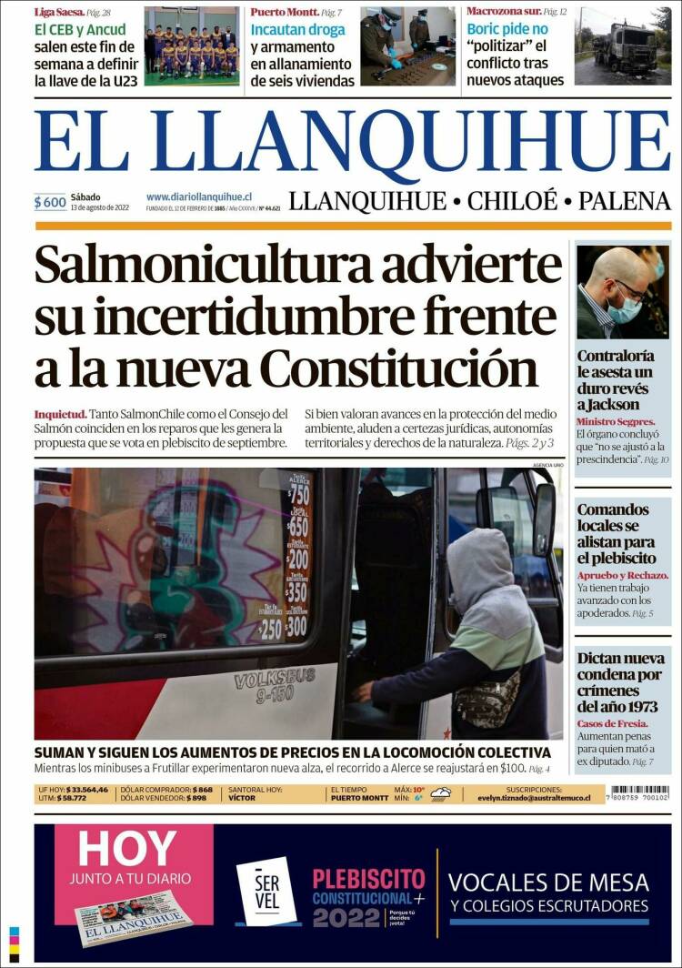 Portada de El Llanquihue (Chile)