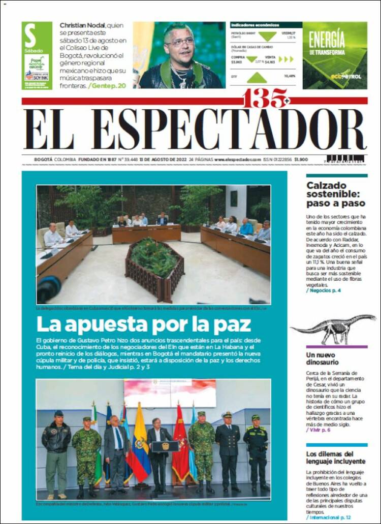 Portada de El Espectador (Colombia)
