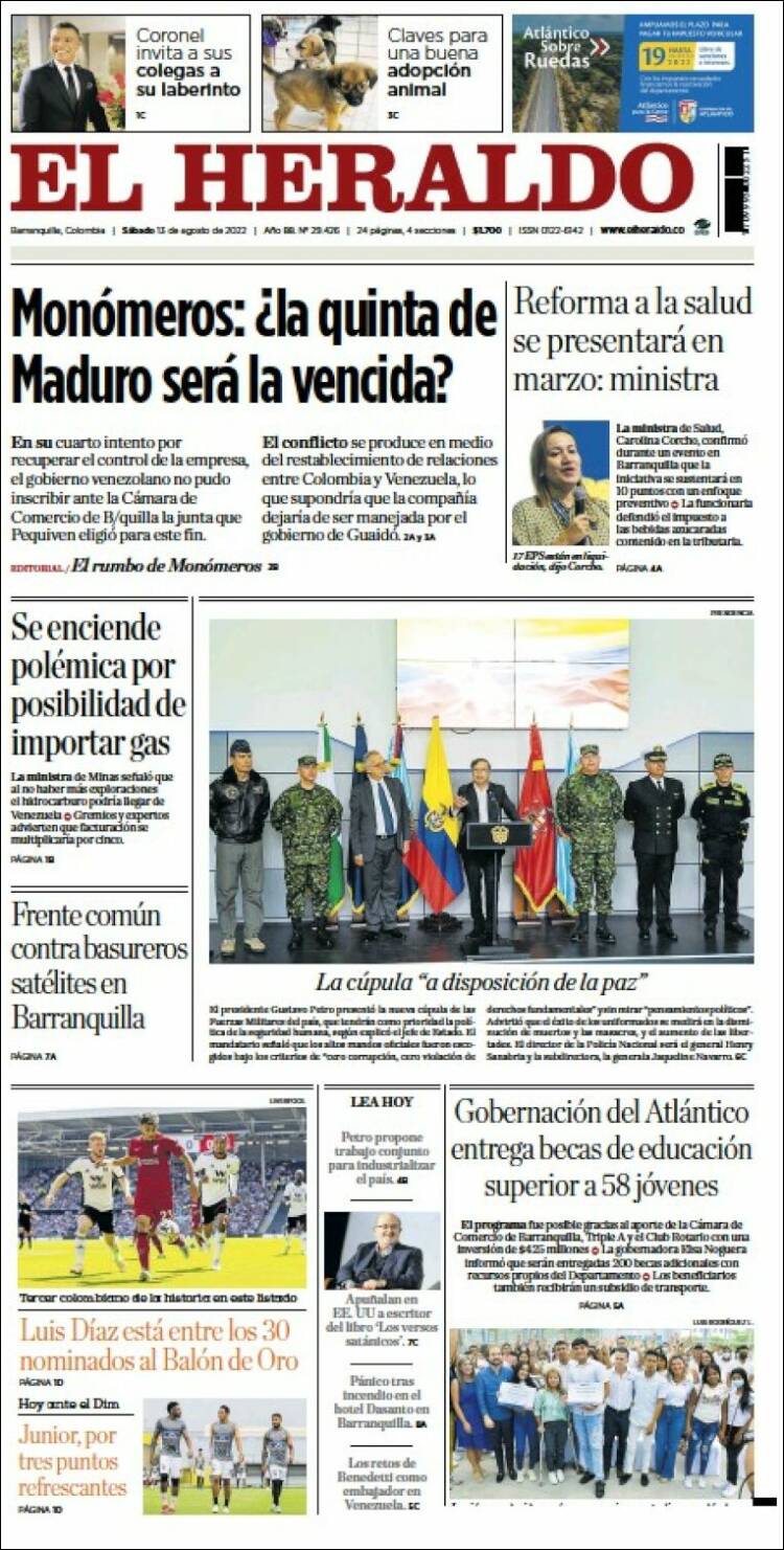 Portada de El Heraldo (Colombia)