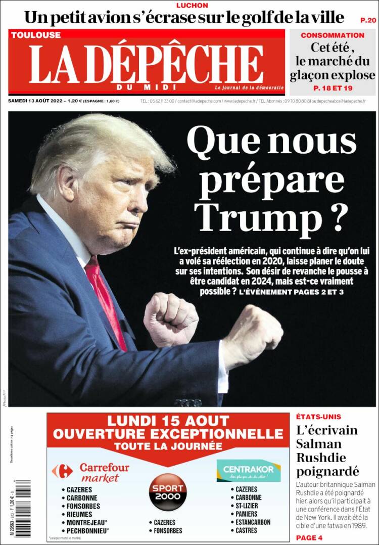 Portada de La Dépêche du Midi (Francia)