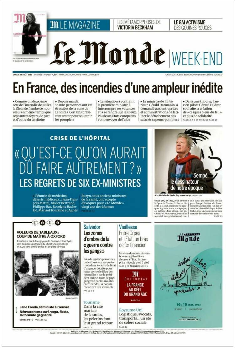 Portada de Le Monde (Francia)