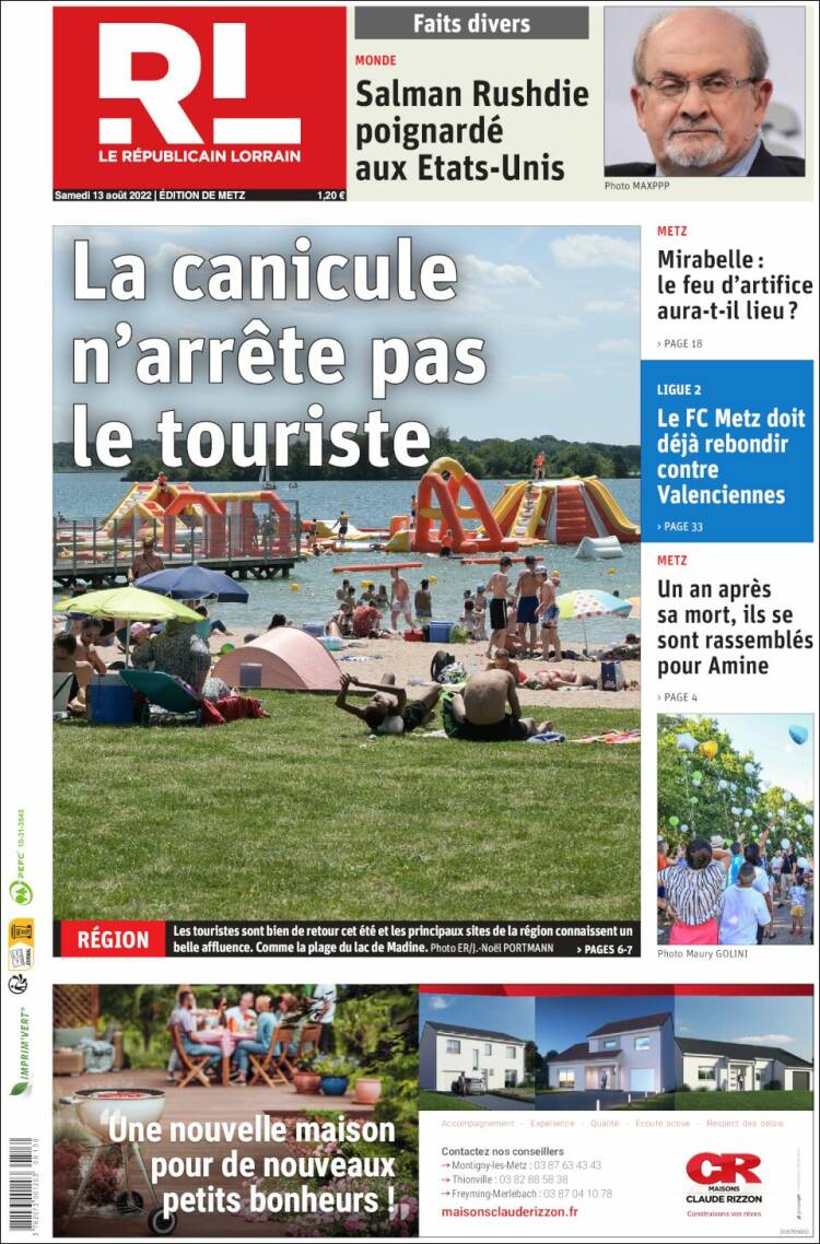 Portada de Le Republicain Lorrain (Francia)