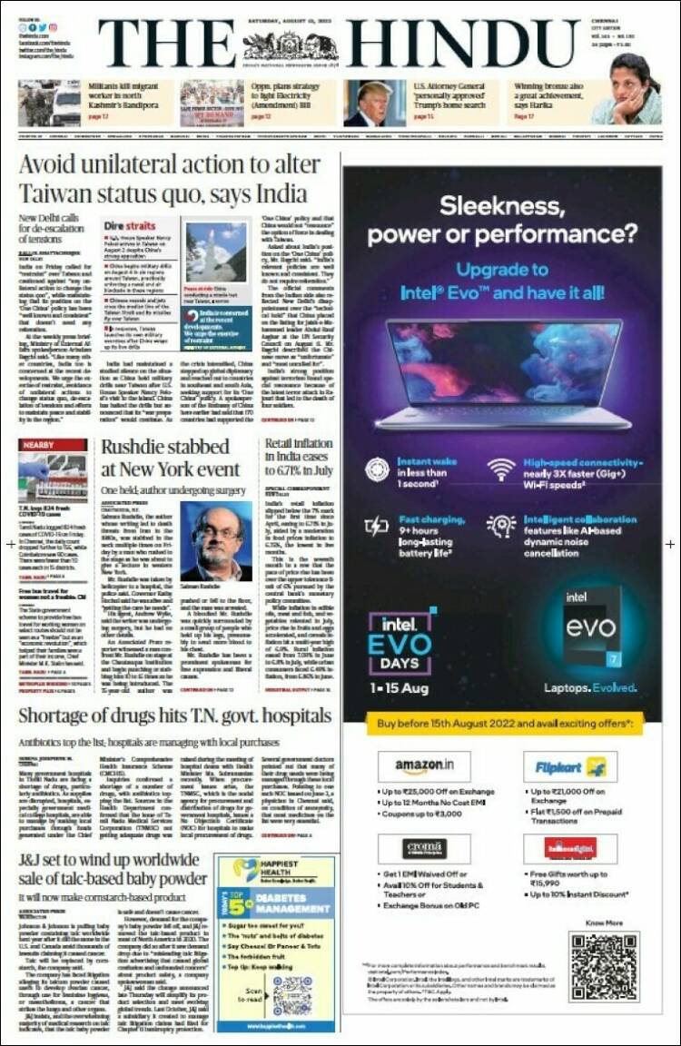 Portada de The Hindu (India)