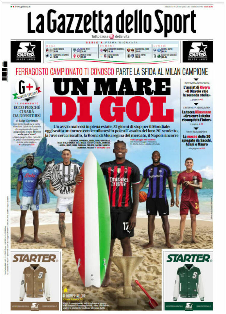 Portada de La Gazzetta dello Sport (Italia)