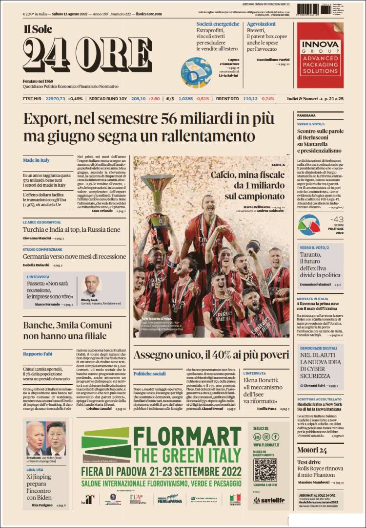 Portada de Il Sole 24 ORE (Italia)