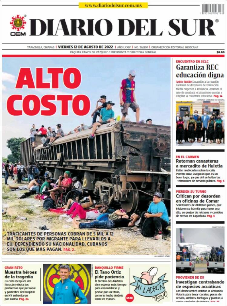 Portada de El Diario del Sur (México)