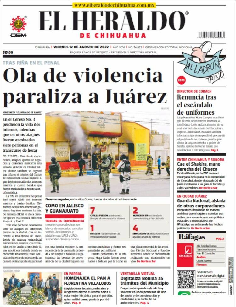 Portada de El Heraldo de Chihuahua (Mexico)