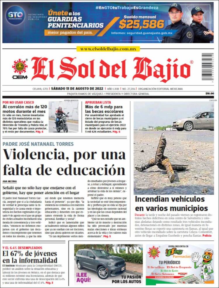 Portada de El Sol del Bajio (México)