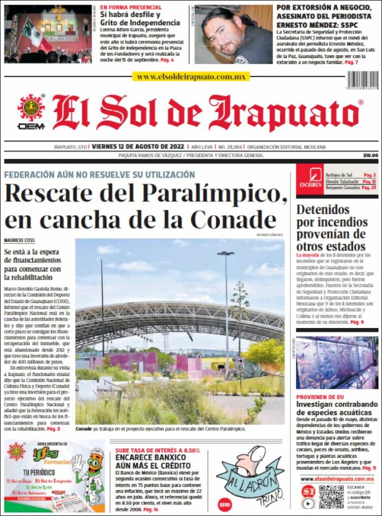 Portada de El Sol de Irapuato (México)