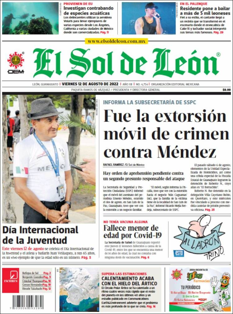 Portada de El Sol de León (Mexico)