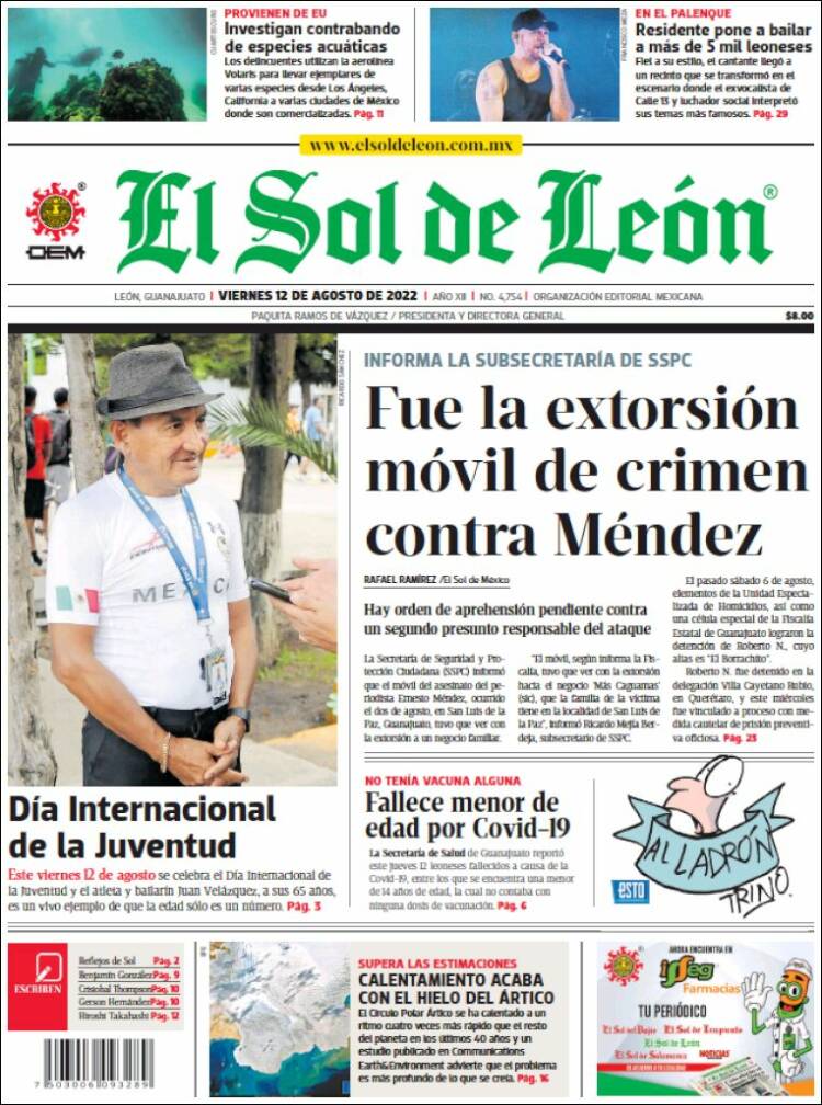 Portada de El Sol de León (México)