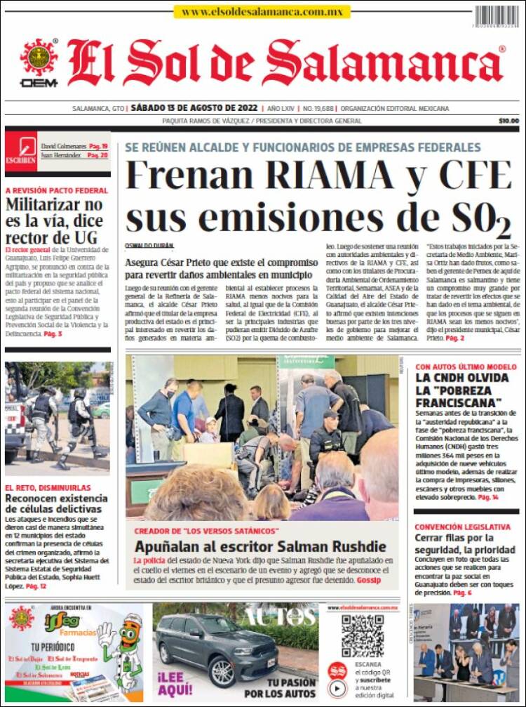Portada de El Sol de Salamanca (Mexico)