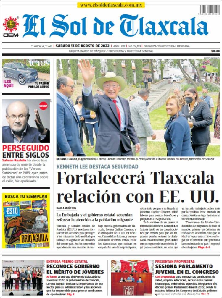 Portada de El Sol de Tlaxcala (Mexico)