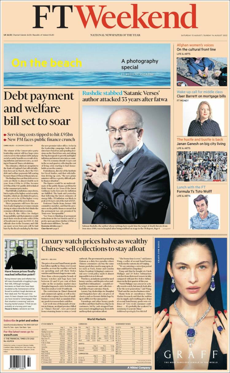 Portada de Financial Times (Reino Unido)