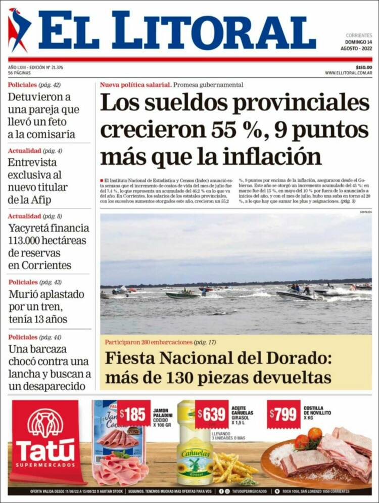 Portada de El Litoral Corrientes (Argentina)