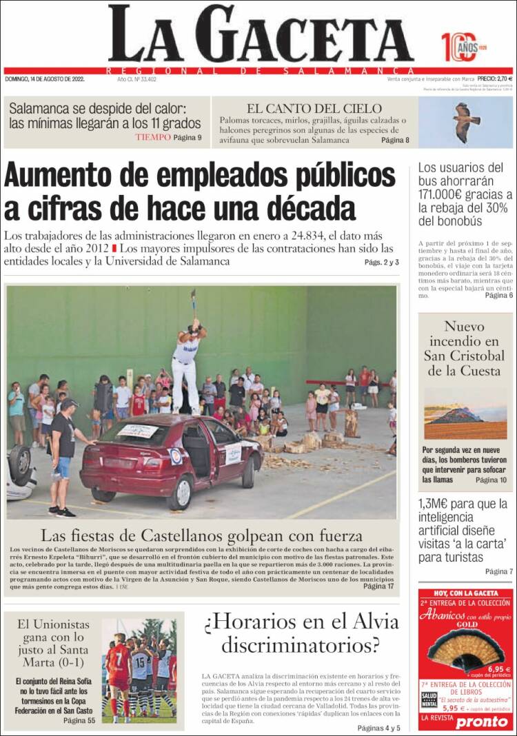 Portada de La Gaceta de Salamanca (Espa&ntilde;a)