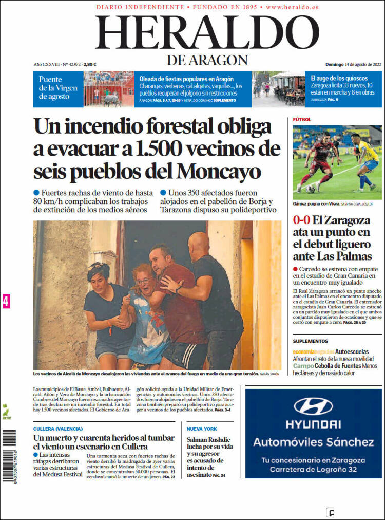 Portada de Heraldo de Aragón (Espa&ntilde;a)