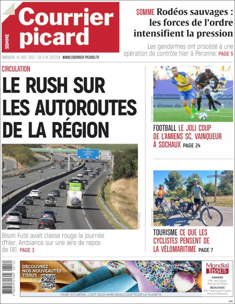 Portada de Courrier Picard (Francia)