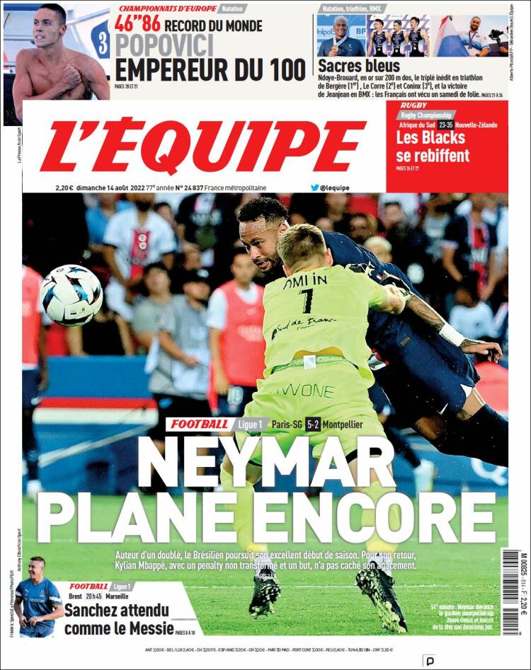 Portada de L'Equipe (France)
